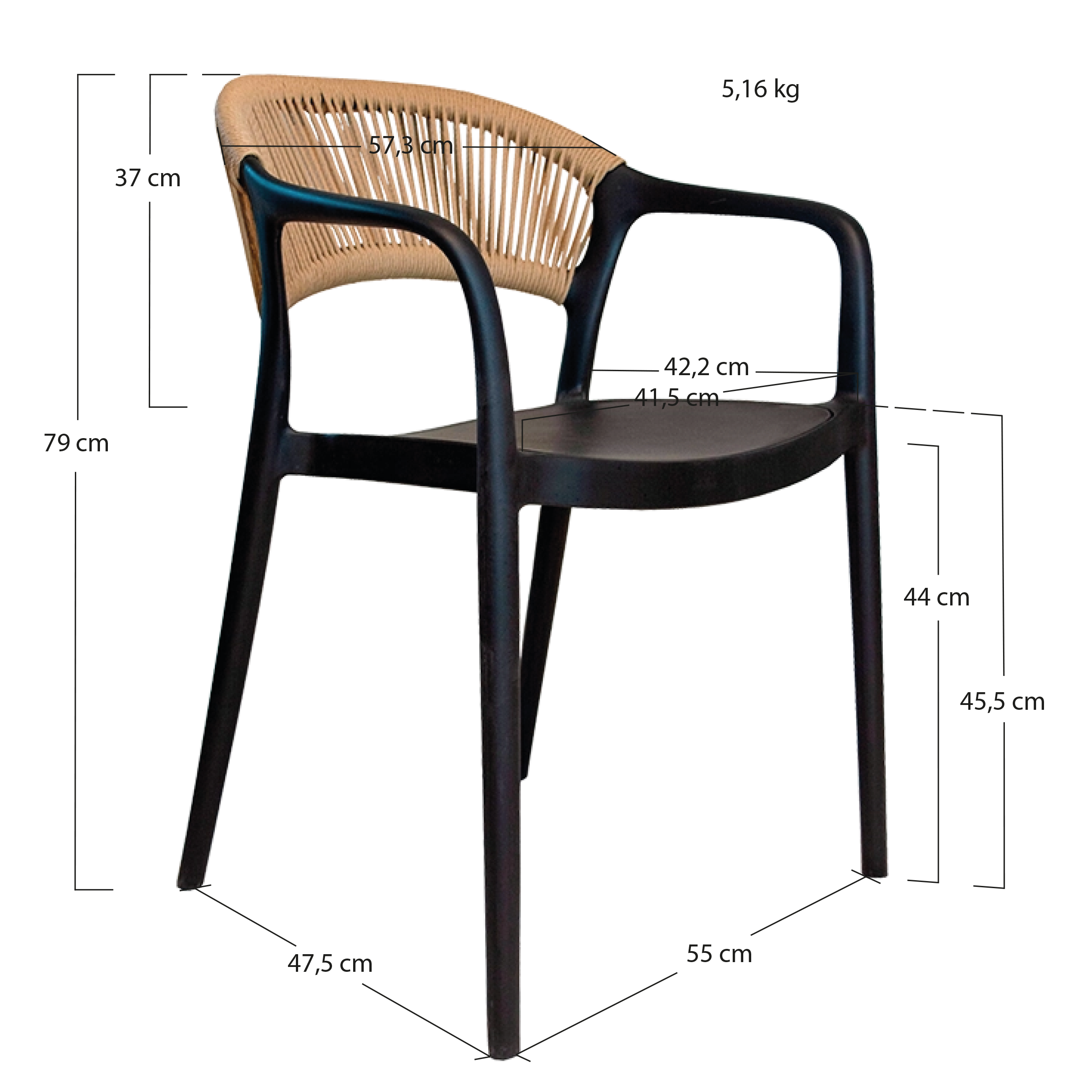 Alt Sillas de Polipropileno Negras Para Hostelería EME Mobiliario