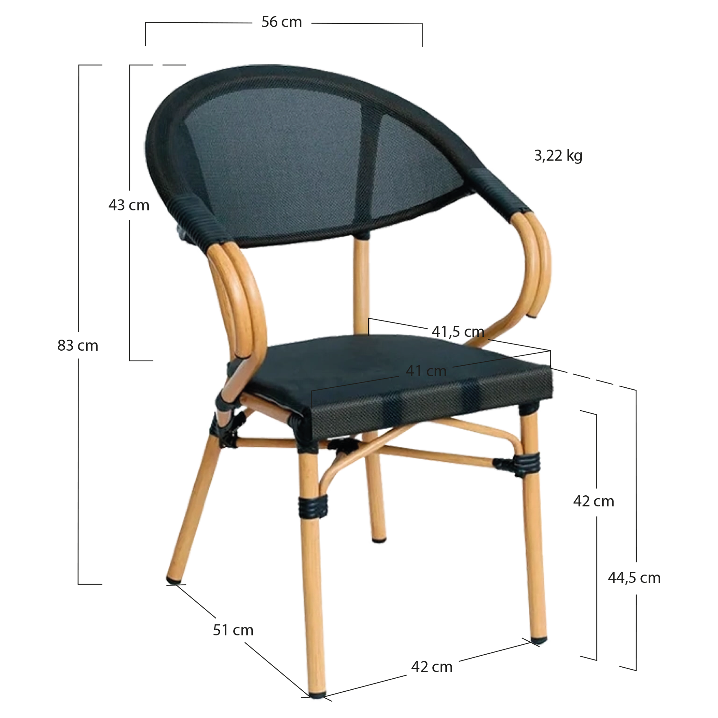 Alt Sillones Nantes de color Negro con imitación Bambú Para Hostelería EME Mobiliario