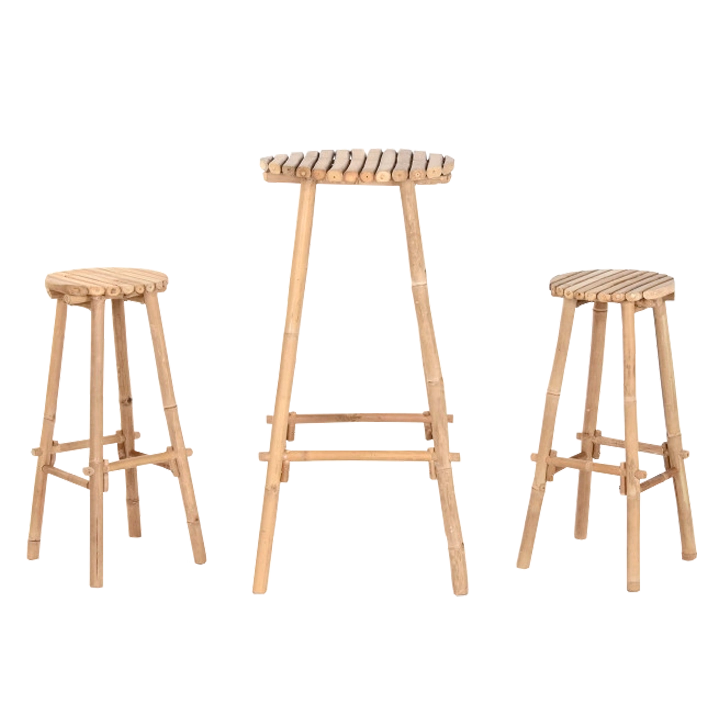 Alt Set Bambú Mesa y Taburetes para eventos y hostelería