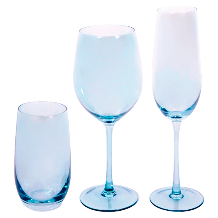 Set Cristalería Azul