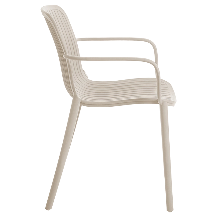 Alt Silla Capri Beige fabricada 100% en polipropileno es una silla apilable para hostelería EME Mobiliario 