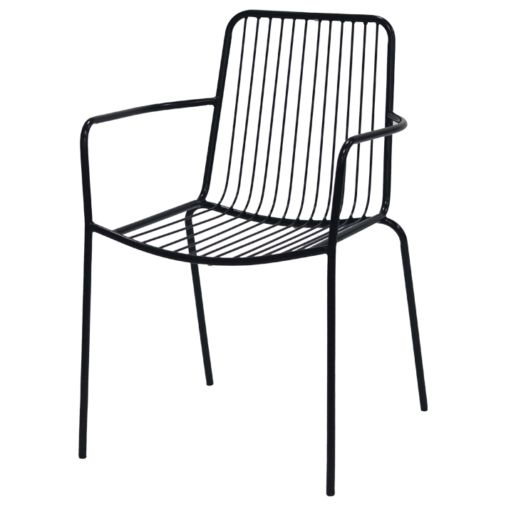 Alt Silla Menorca Negra fabricada en acero perfecta para el uso intensivo tanto en interior como en exterior