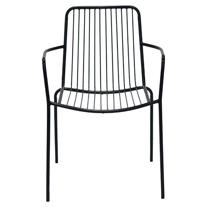 Alt Silla Menorca Negra fabricada en acero perfecta para el uso intensivo tanto en interior como en exterior