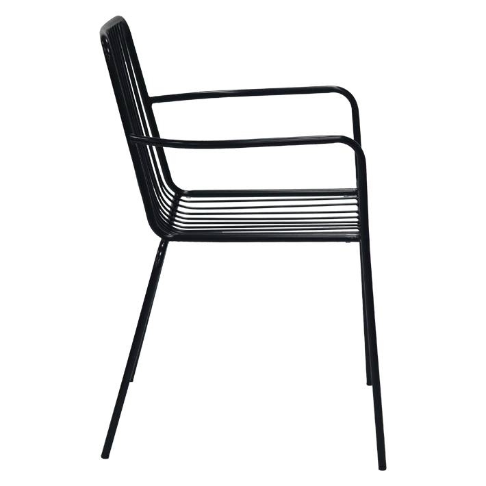 Alt Silla Menorca Negra fabricada en acero perfecta para el uso intensivo tanto en interior como en exterior