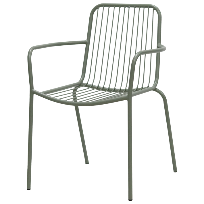 Alt Silla Menorca Verde fabricada en acero de calidad perfecta para el uso intensivo profesional tanto en interior como en exterior