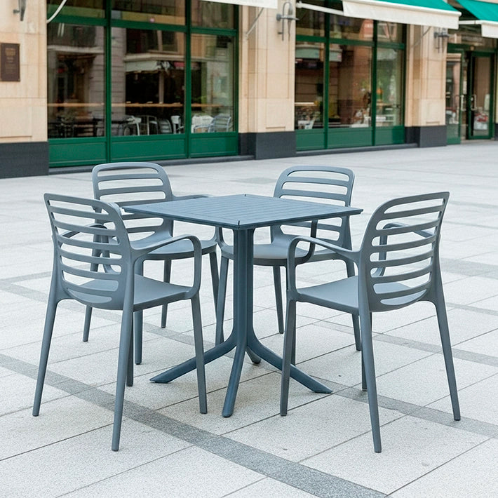 Conjunto de Mesa + Sillas Para Hostelería de Color Antracita. Ideal para terrazas, cafeterías