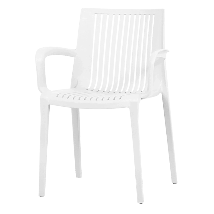 Alt Silla Terraza Blanca fabricada en polipropileno es una silla apilable ideal para usar en bares, cafeterías o terrazas 