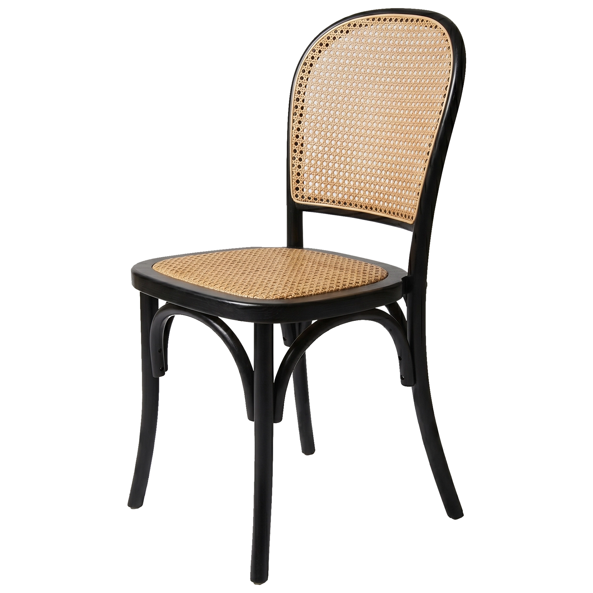 Alt Silla de madera de Olmo de color Negro, con asiento de ratán. Silla Apilable EME Mobiliario