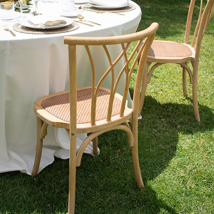 Alt Silla Country fabricada en madera de olmo con asiento en ratán natural para eventos y hostelería EME Mobiliario 