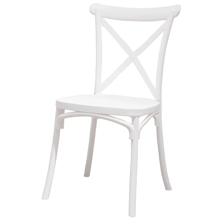 Alt Silla Crossback Blanca fabricada en polipropileno ideal como silla de comedor y para uso intensivo profesional EME Mobiliario. Silla apilable. 