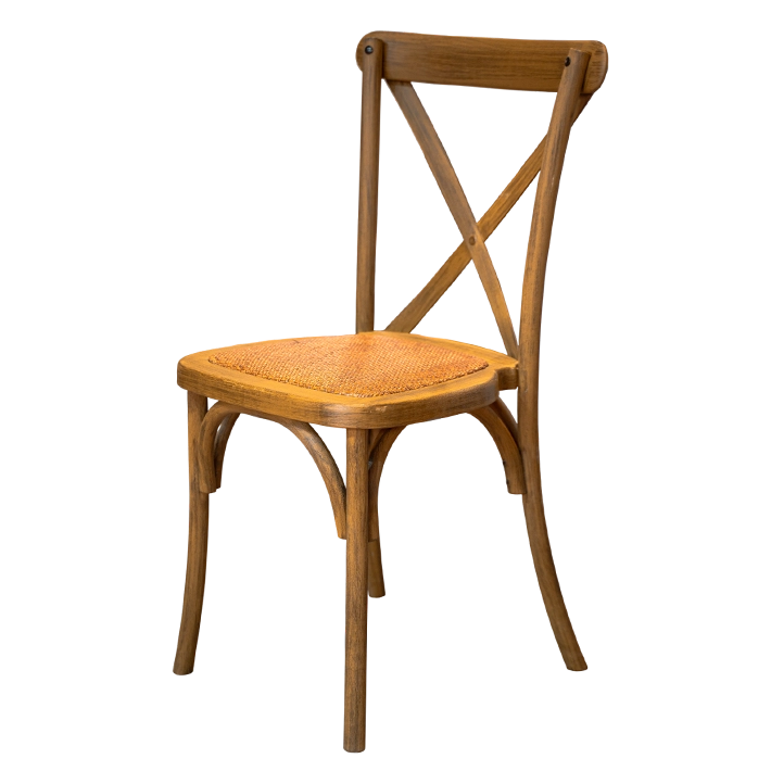 Silla Crossback Imitación Madera Nogal fabricada en polipropileno con acabado madera apta para uso profesional