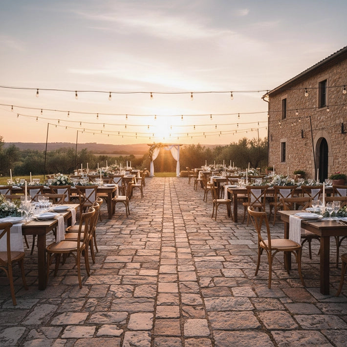 Alt Sillas Crossback De Imitación Madera Con Acabado Nogal Para Bodas y Ceremonias EME Mobiliario