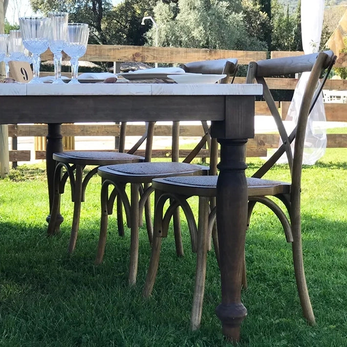 Alt Silla Crossback Madera Oscura fabricada en Madera de Olmo ideal para el uso intensivo profesional EME Mobiliario. Silla Apilable. 