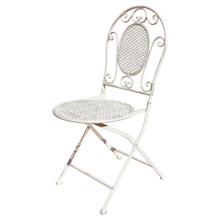 Alt Silla de Forja Plegable Redonda con un original diseño en color crema ideal para eventos y hostelería. 