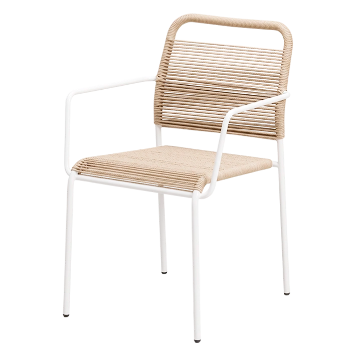 Silla Ibiza Blanca fabricada en acero y cuerda sintética perfecta para usar en exterior