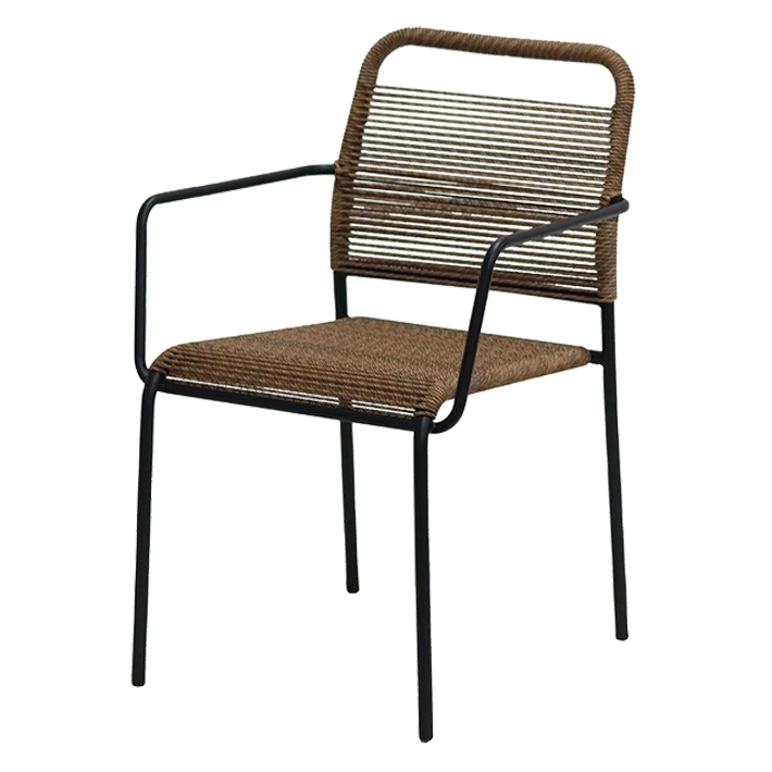 Silla Ibiza Negra fabricada en acero y cuerda sintética perfecta para usar en exterior