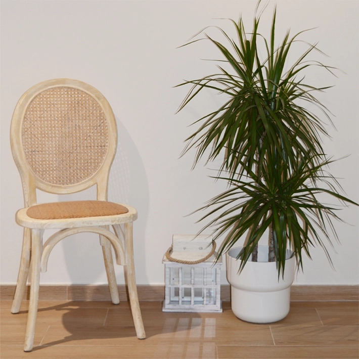 Alt Silla Medallón Decapada fabricada en madera de olmo con estilo envejecido para eventos y hostelería EME Mobiliario