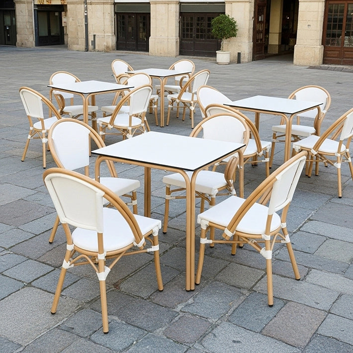 Alt Conjunto de mesa y sillas Nantes Blanco, ideal para restaurantes, cafeterías y terrazas EME Mobiliario