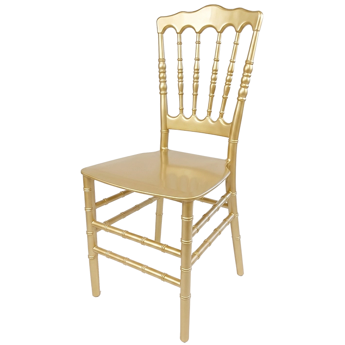 Alt Silla Napoleón Dorada con estructura apilable, ideal para profesionales en el sector de eventos EME Mobiliario