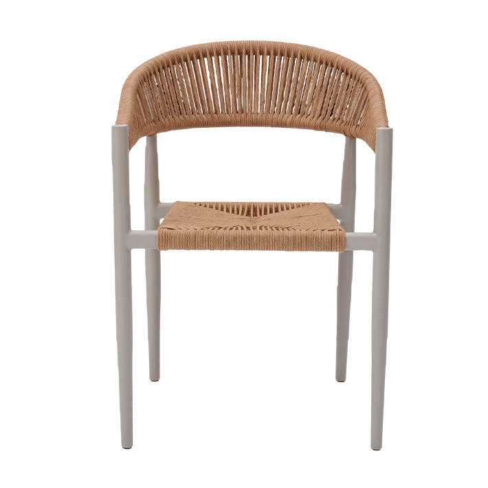 Silla Napoli fabricada en acero de alta calidad y cuerda sintética apta para el uso intensivo profesional