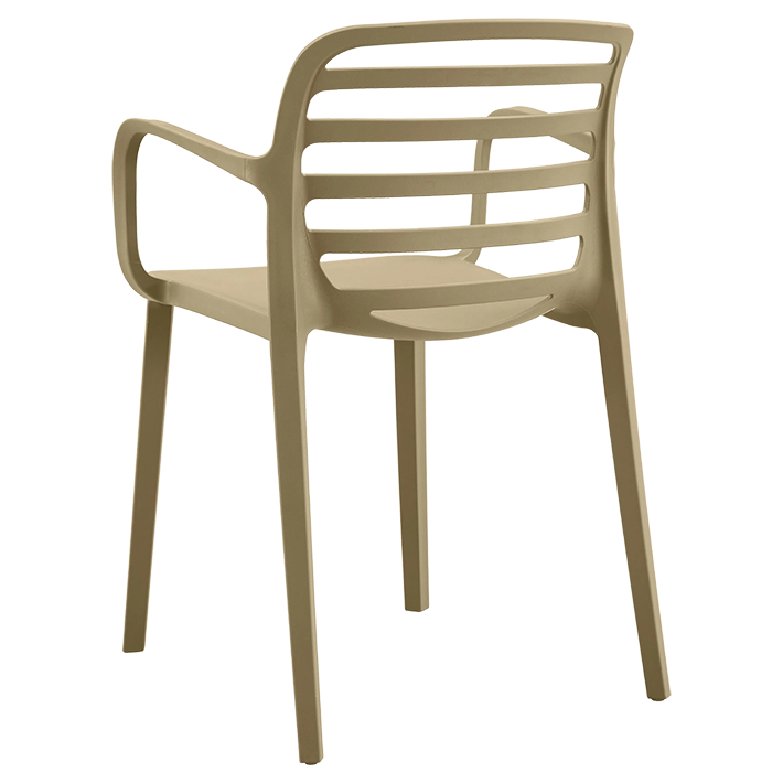 Alt Silla para hostelería de color Arena con respaldo de rejilla y reposabrazos EME Mobiliario