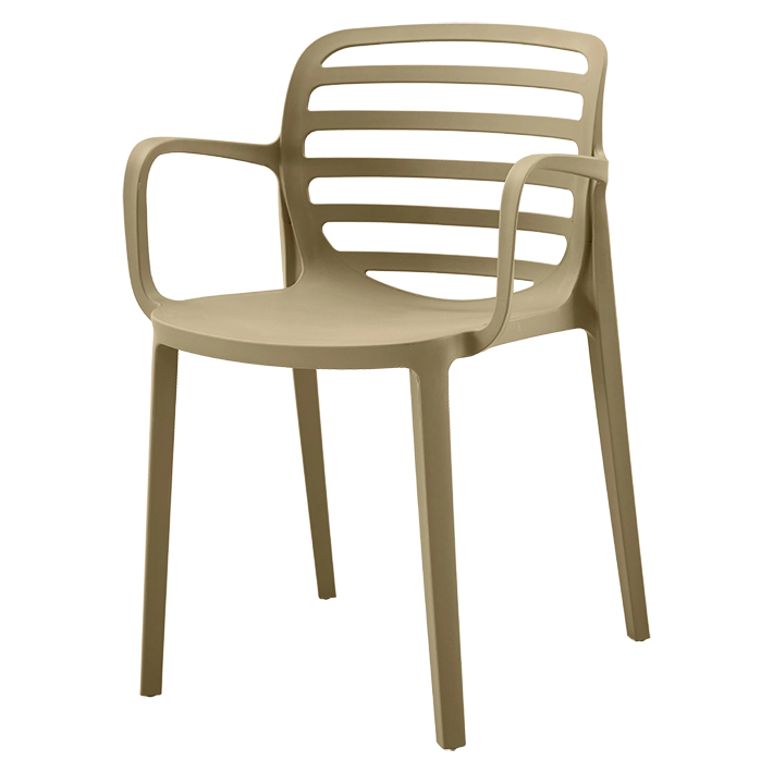 Alt Silla para hostelería de color Arena con respaldo de rejilla y reposabrazos EME Mobiliario