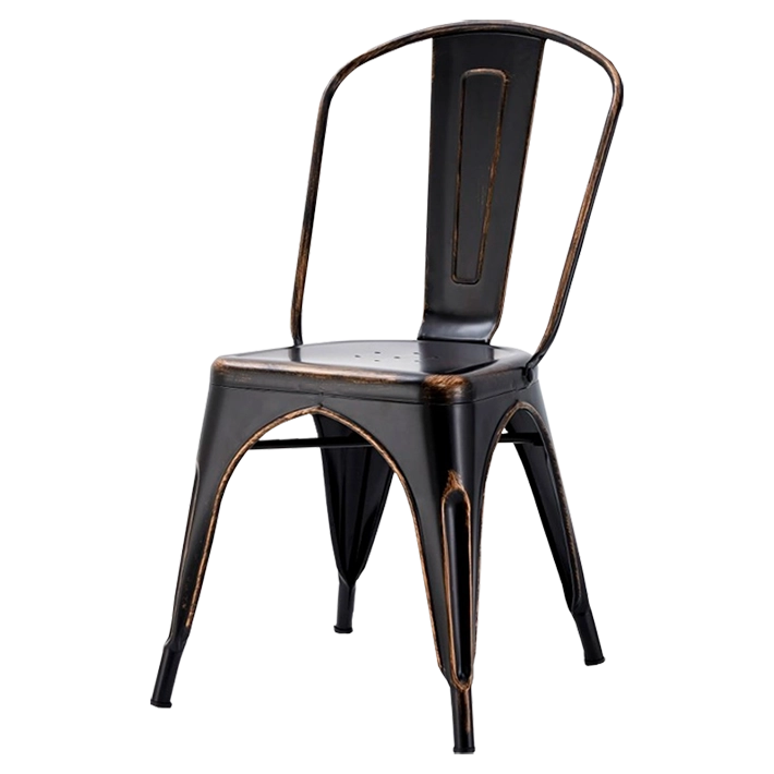 Alt Silla Tolix Vintage Negra fabricada en acero galvanizado con diseño apilable para uso intensivo profesional 