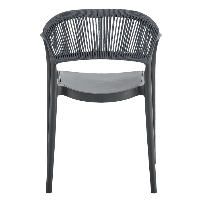 Alt Silla de hosteleria de color Antracita ccon un respaldo de rejilla desde vista trasera