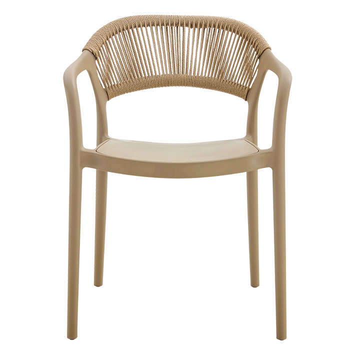 Alt Silla para hostelería, de color arena con un respaldo de rejilla EME Mobiliario