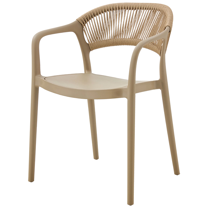 Alt Silla para hostelería, de color arena con un respaldo de cuerda EME Mobiliario