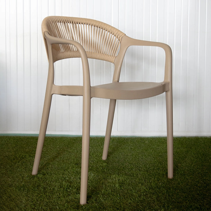 Alt Silla para hostelería de color arena con un respaldo de cuerda EME Mobiliario