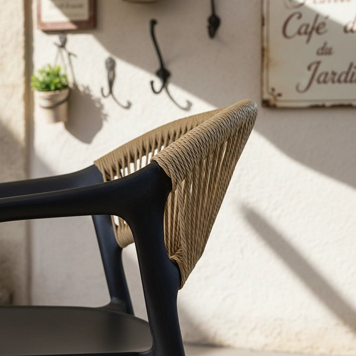 Alt Silla Verona en color Negra con detalle de cuerda marrón Para Hostelería EME Mobiliario