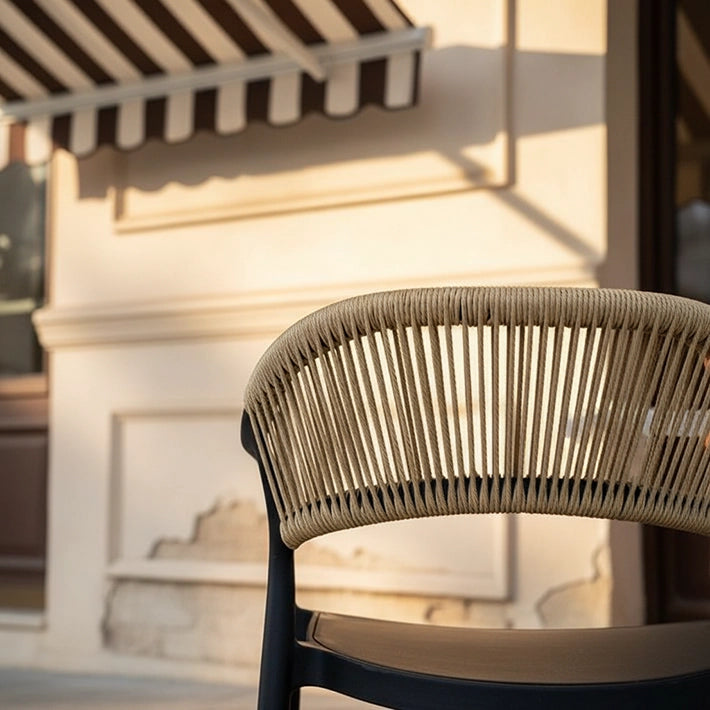 Alt Silla Verona en color Negra con detalle de cuerda marrón Para Hostelería EME Mobiliario