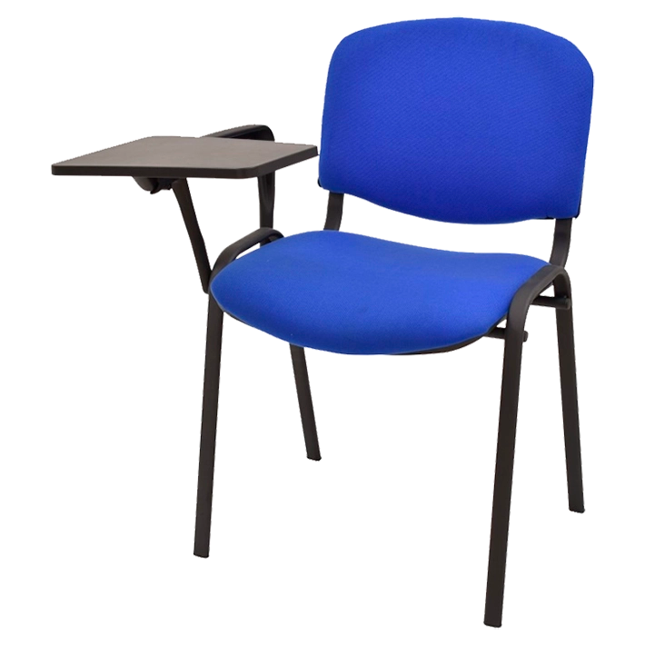 Alt Silla con Pala Apilable fabricada en metal negro y tejido acolchado lavable azul 