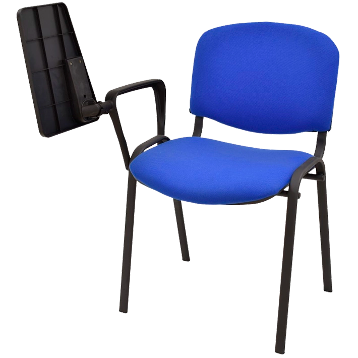 Alt Silla con Pala Apilable fabricada en metal negro y tejido acolchado lavable azul 