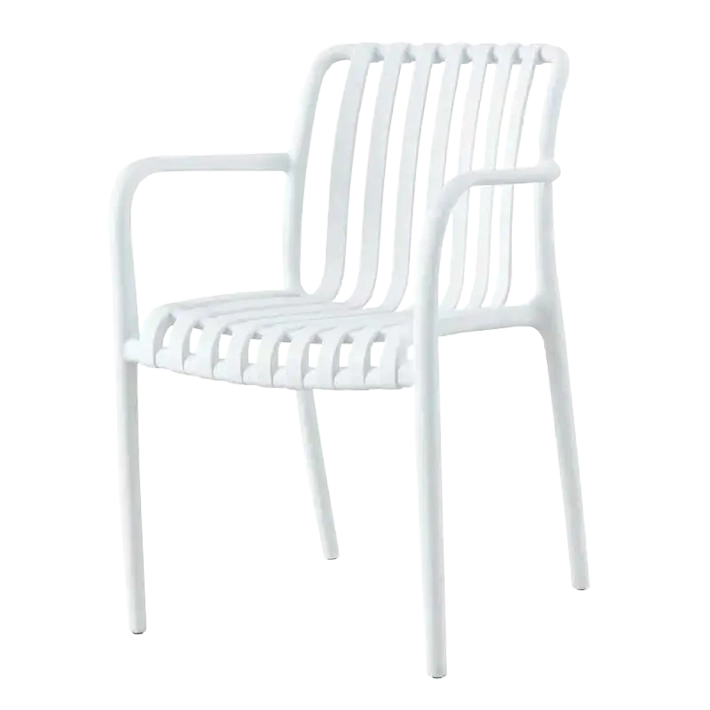 Alt Sillón Hostelería blanco fabricado en polipropileno de rejilla ideal para su uso en el sector de la hostelería EME Mobiliario