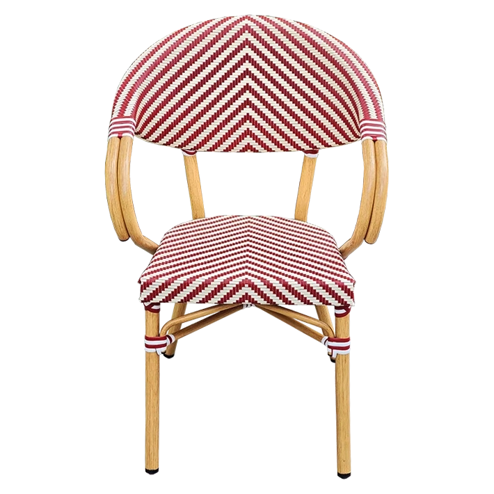 Alt Sillones París Rojos Para Hostelería con estructura imitación ratán EME Mobiliario