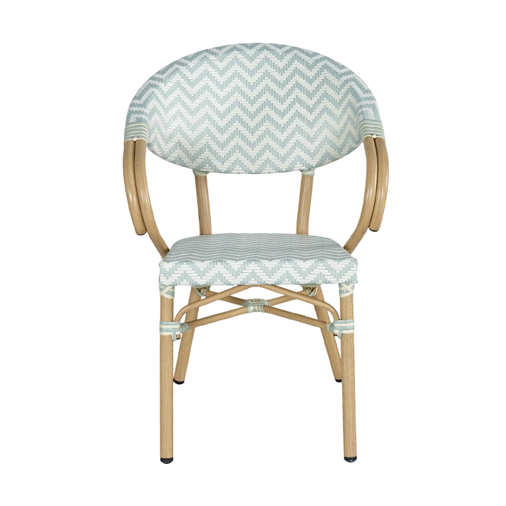 Sillón Cannes Azul fabricado en aluminio imitación ratán y textilene trenzado al más puro estilo parisino 