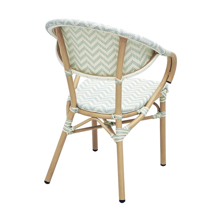 Sillón Cannes Azul fabricado en aluminio imitación ratán y textilene trenzado al más puro estilo parisino 