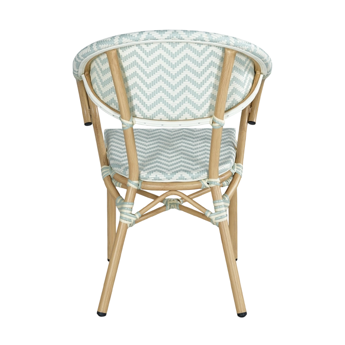Sillón Cannes Azul fabricado en aluminio imitación ratán y textilene trenzado al más puro estilo parisino 