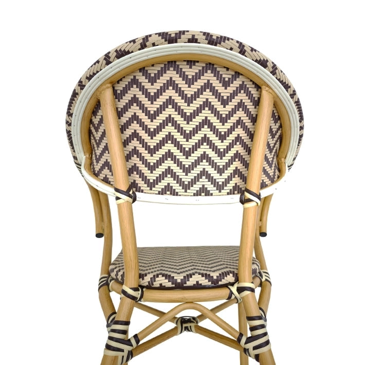 Sillón Cannes Marrón fabricado en aluminio imitación ratán y textilene trenzado al más puro estilo parisino