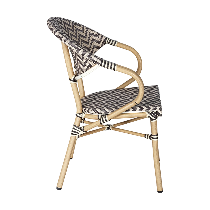 Sillón Cannes Marrón fabricado en aluminio imitación ratán y textilene trenzado al más puro estilo parisino