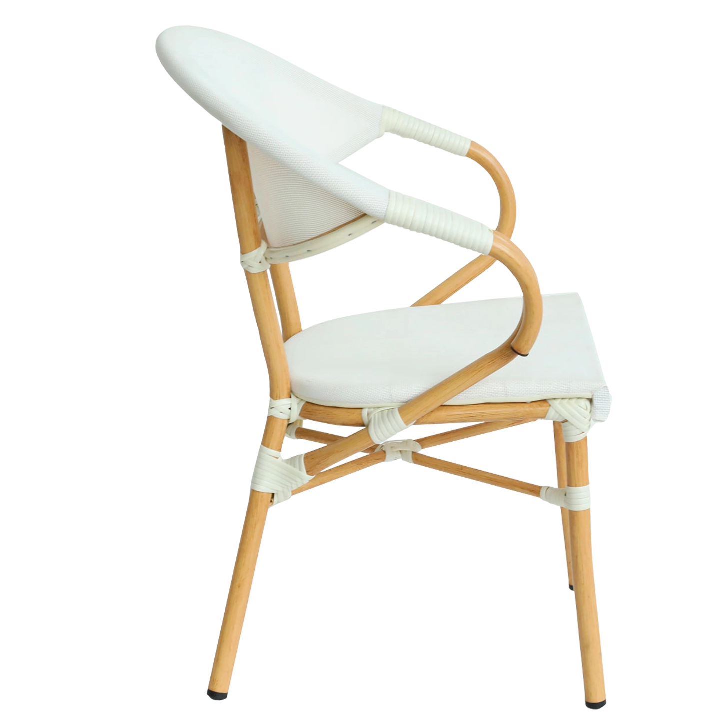 Sillón Nantes Blanco, aluminio y textilene al más puro estilo parisino. Silla bistró apilable para hostelería EME Mobiliario 