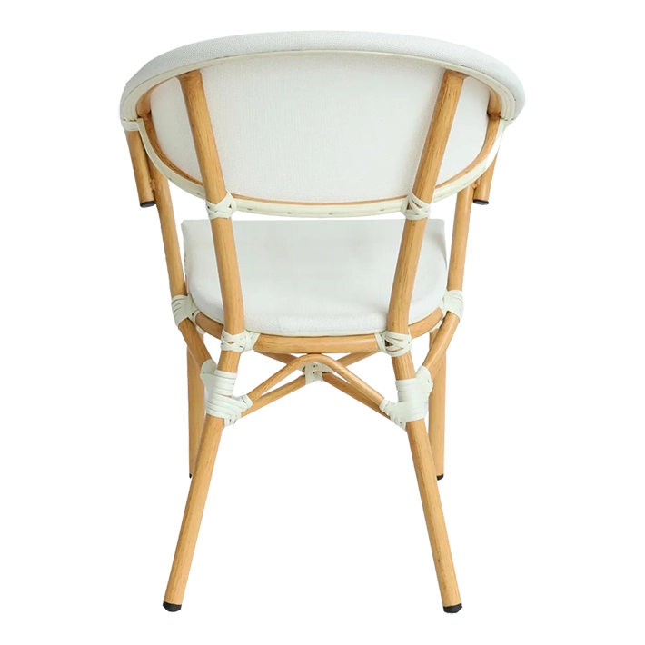 Sillón Nantes Blanco, aluminio y textilene al más puro estilo parisino. Silla bistró apilable para hostelería EME Mobiliario 