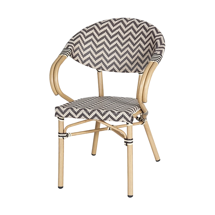 Sillón Cannes Marrón fabricado en aluminio imitación ratán y textilene trenzado al más puro estilo parisino
