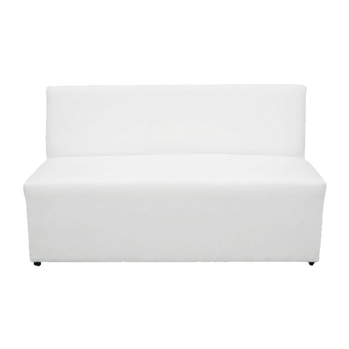Sillón fabricado en polipiel de color blanco con dimensión 155cm ideal para crear rincones en eventos y hostelería