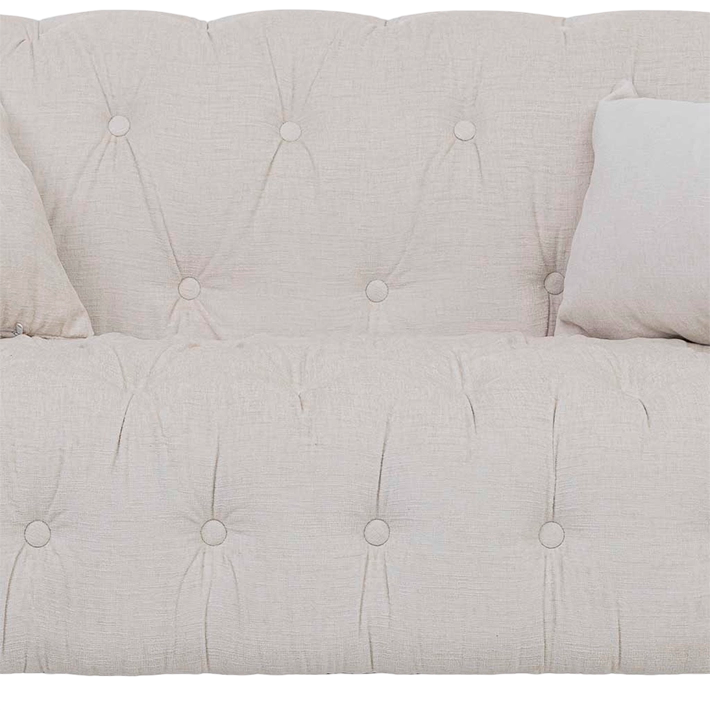 Sofá de 2 plazas capitoné gris con tachuelas y patas de madera – 170 cm perfecto para uso profesional y particular