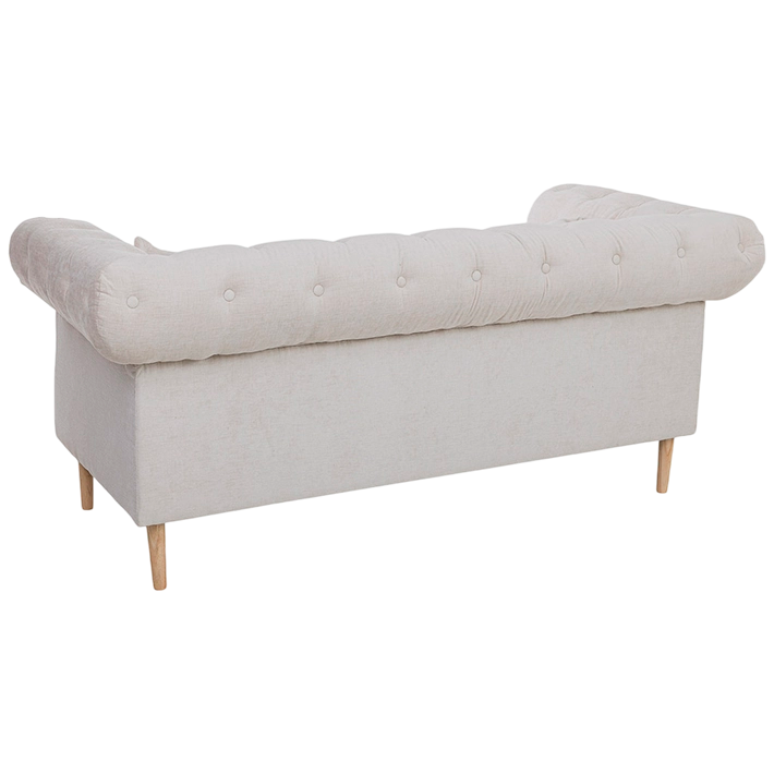 Sofá de 2 plazas capitoné gris con tachuelas y patas de madera – 170 cm perfecto para uso profesional y particular