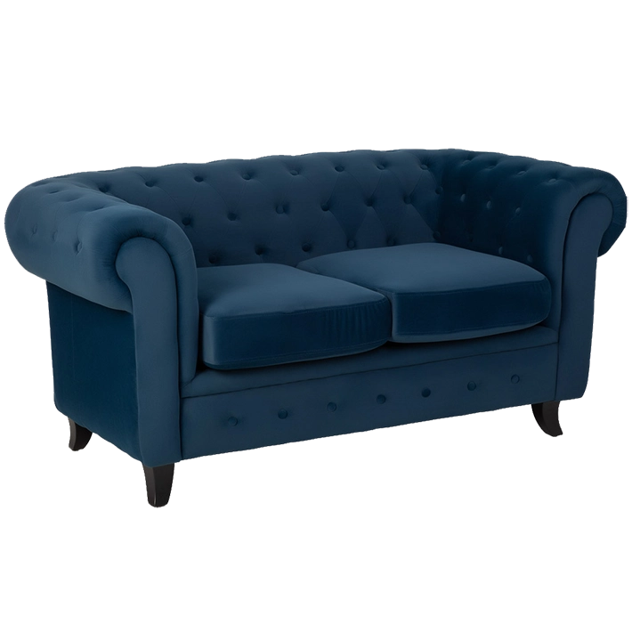 Alt Sofa Chester 2 plazas Azul Marino acabado de terciopelo ideal para eventos y hostelería