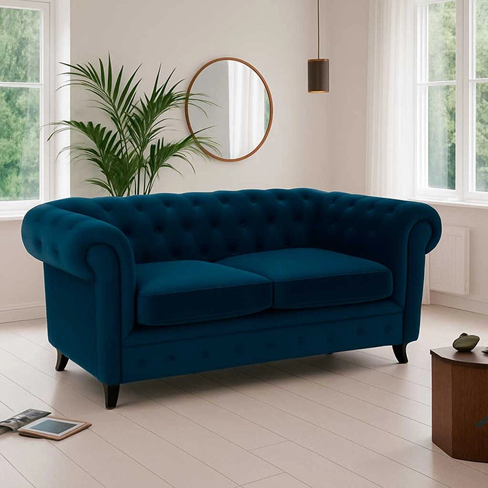 Alt Sofa Chester 2 plazas Azul Marino acabado de terciopelo ideal para eventos y hostelería